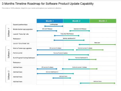 3 months timeline roadmap for software product update capability