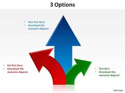 3 options with arrows upwards slides presentation diagrams templates powerpoint info graphics