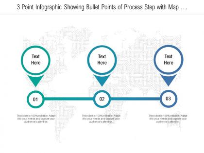 3 point infographic showing bullet points of process step with map pin points