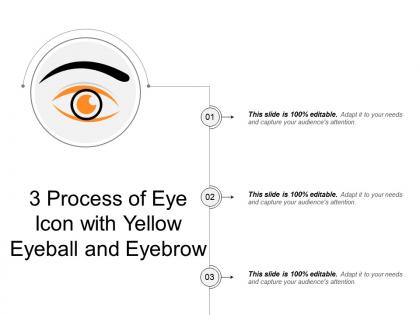 3 process of eye icon with yellow eyeball and eyebrow