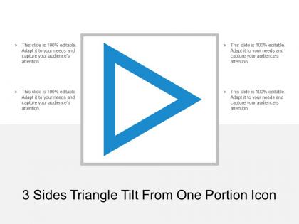 3 sides triangle tilt from one portion icon