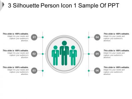 3 silhouette person icon 1 sample of ppt