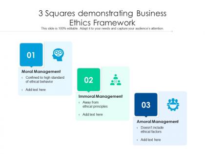 3 squares demonstrating business ethics framework