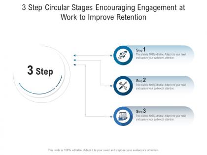 3 step circular stages encouraging engagement at work to improve retention infographic template
