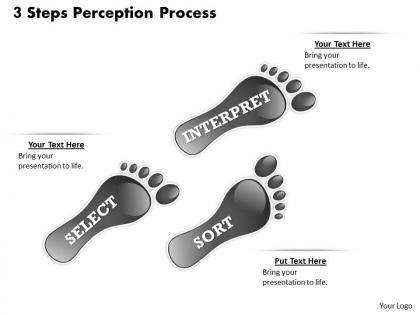 3 steps perception process powerpoint template slide