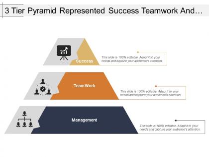 3 tier pyramid represented success teamwork and management