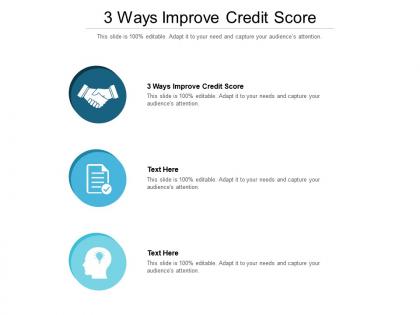3 ways improve credit score ppt powerpoint presentation icon slide cpb