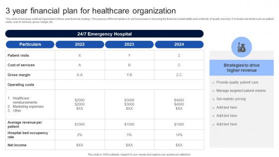 3 Year Financial Plan For Healthcare Organization