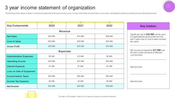 3 Year Income Statement Of Organization Financial Planning Analysis Guide Small Large Businesses
