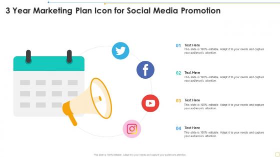 3 Year Marketing Plan Icon For Social Media Promotion