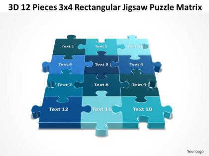 3d 12 pieces 3x4 rectangular jigsaw puzzle matrix