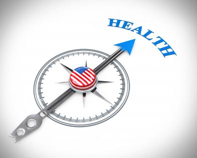 3d arrow of compass pointing on health stock photo