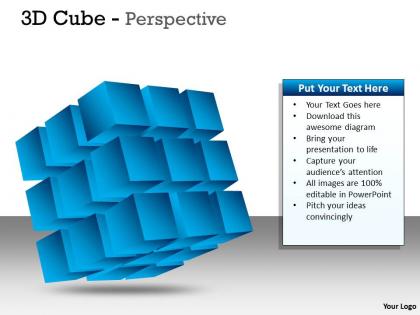 3d blue cube perspective ppt 2