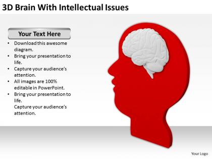 3d brain with intellectual issues ppt graphics icons powerpoin