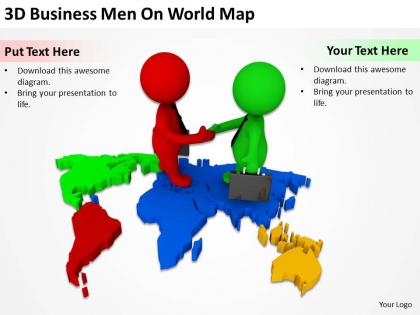 3d business men on world map ppt graphics icons powerpoint