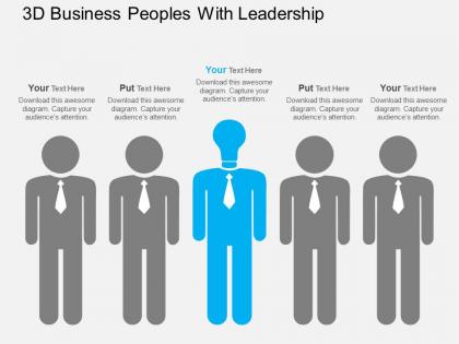 3d business peoples with leadership flat powerpoint design