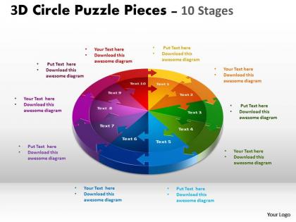 3d circle puzzle diagram 10 stages slide layout 1 1