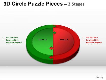 3d circle puzzle diagram 2 stages slide layout 1 ppt templates 0412