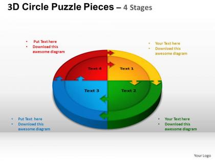3d circle puzzle diagram 4 stages slide layout 1 ppt templates 0412