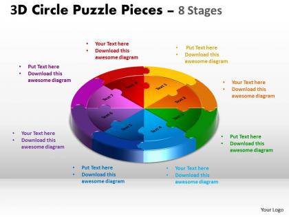 3d circle puzzle diagram 8 stages slide layout 5 4
