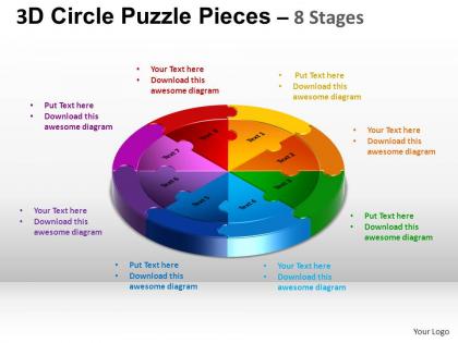 3d circle puzzle diagram 8 stages slide layout 5 ppt templates 0412