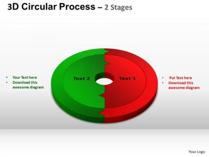 3d Circular Process Cycle Diagram Chart 2 Stages Design 2 Ppt Templates 0412