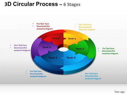 3d Circular Process Cycle Diagram Chart 6 Stages Design 2 Ppt Templates 0412