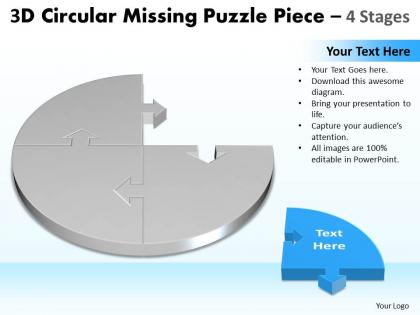 3d circular puzzle showing missing piece diagram