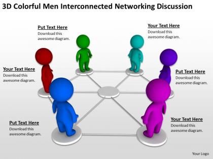 3d colorful men interconnected networking discussion ppt graphics icons