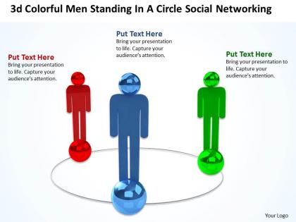 3d colorful men standing in a circle social networking ppt graphic icon