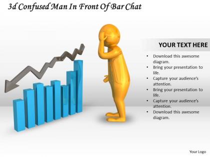 3d confused man in front of bar chart ppt graphics icons powerpoint