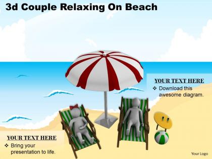 3d couple relaxing on beach ppt graphics icons powerpoint