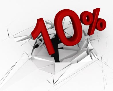 3d crack effect with 10 percent stock photo