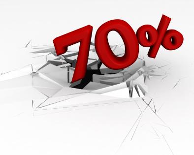 3d crack effect with 70 percent stock photo