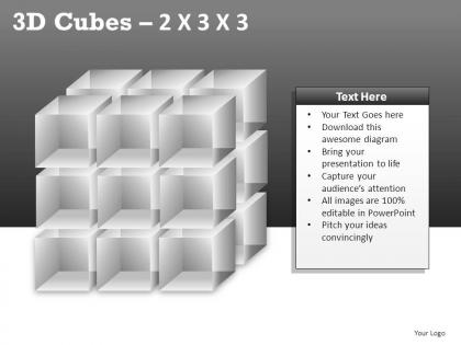 3d cubes 2x3x3 powerpoint presentation slides