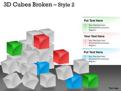 3d cubes broken style 2 ppt 123