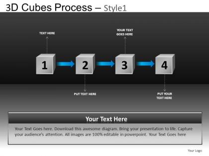 3d cubes process 1 powerpoint presentation slides db