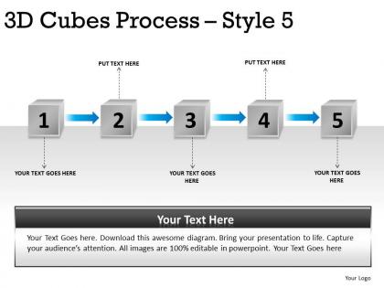 3d cubes process style 5 ppt 2