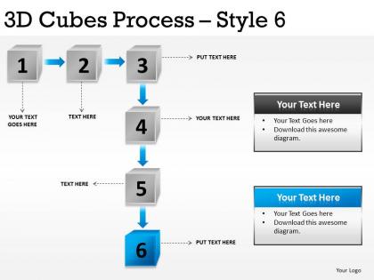 3d cubes process style 6 ppt 3