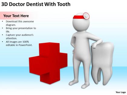 3d doctor dentist with tooth ppt graphics icons powerpoint