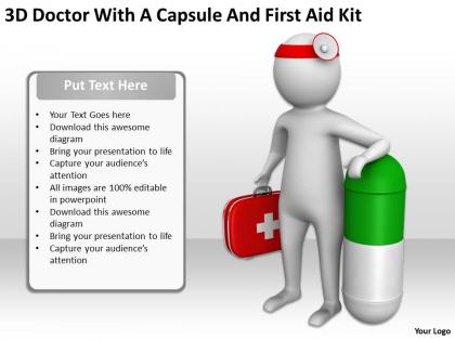 3d doctor with a capsule and first aid kit ppt graphics icons powerpoint