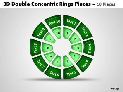 3d double concentric rings pieces 10 pieces powerpoint templates