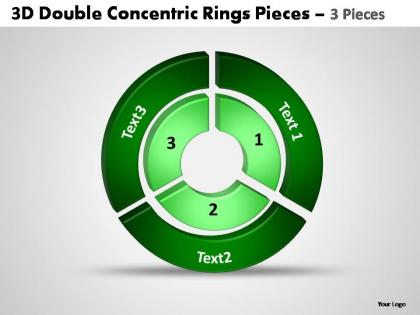 3d double concentric rings pieces 3 pieces powerpoint templates