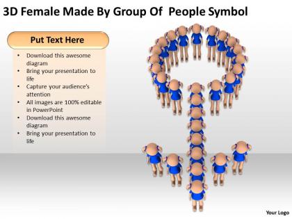 3d female made by group of people symbol ppt graphics icons powerpoint