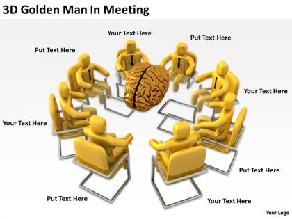 3d golden man in meeting ppt graphics icons powerpoint
