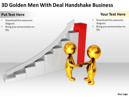 3d golden men with deal handshake business ppt graphics icons powerpoint