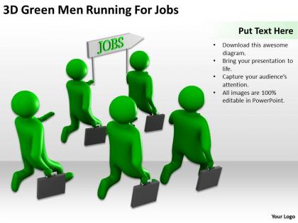 3d green men running for jobs ppt graphics icons powerpoint