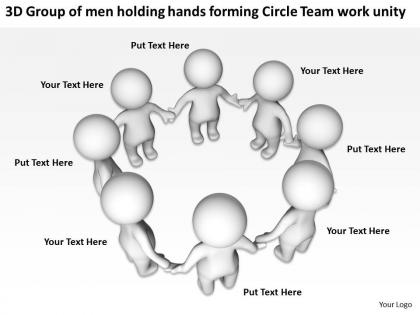 3d group of men holding hands forming circle team work unity ppt graphic icon