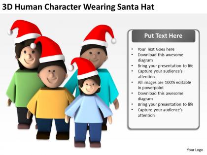 3d human character wearing santa hat ppt graphics icons powerpoint