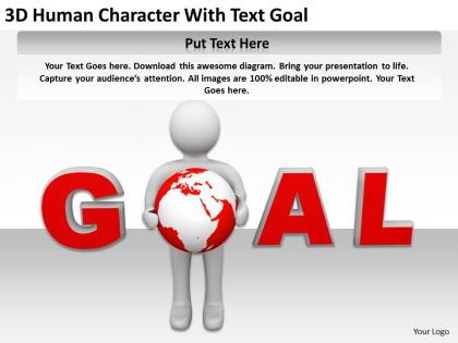 3d human character with text goal ppt graphics icons powerpoint